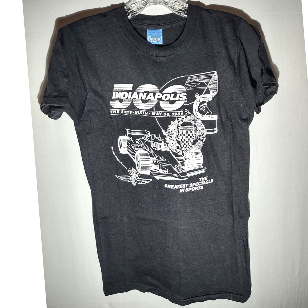 Vintage Screen Stars Indianapolis 500 1982 The Sixtysixth Black T Shirt Size S